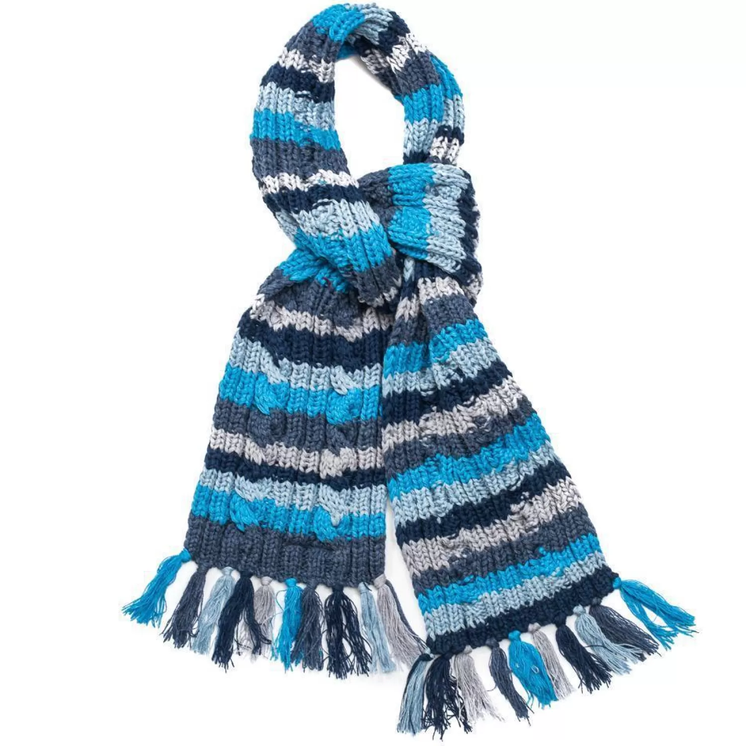 Allevol X Inverallan Allevol | Knitwear<22F Rib & Cable Scarf Assorted Blue
