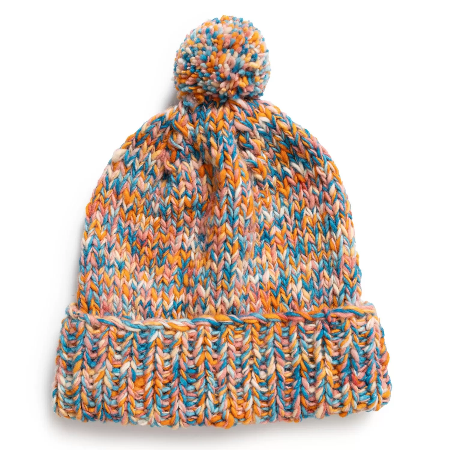 Chamula Knitwear<Double Cuff Cap Mix Heather Heather Med Turquoise Mix