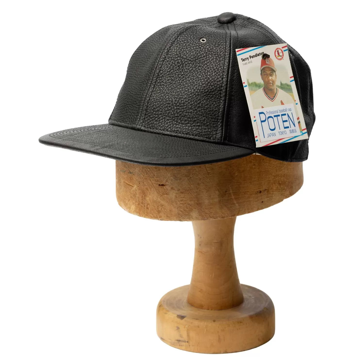 Poten Baseball Cap Poten<Poten Leather Baseball Hat Black