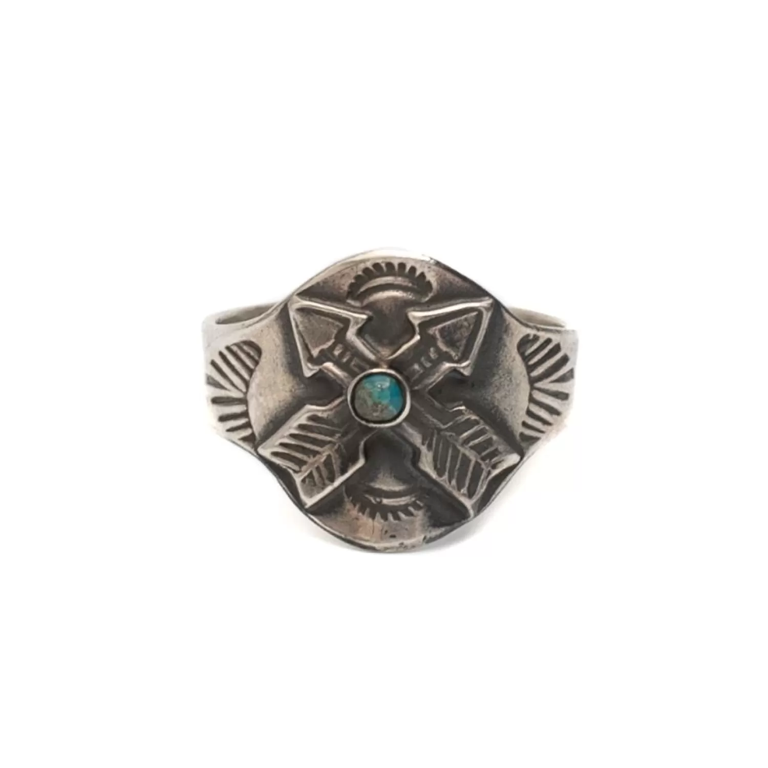 Red Rabbit Red Rabbit<Trading Co Fred Harvey Style Cigar Band Arrows Ring w/ Turquoise