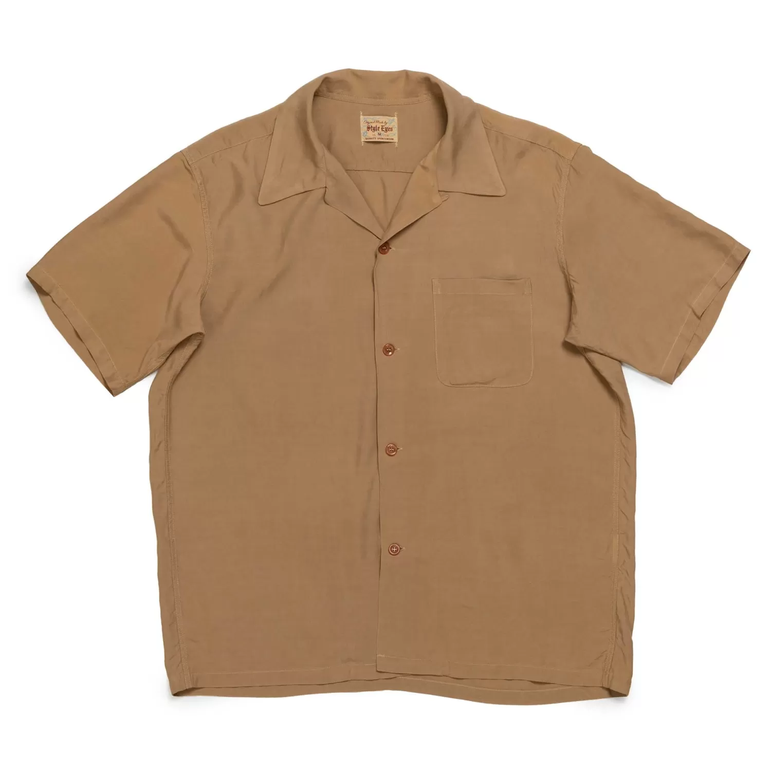 Style Eyes Shirts&lt;by Toyo Enterprise Plain Bowling S/S Shirt Brown