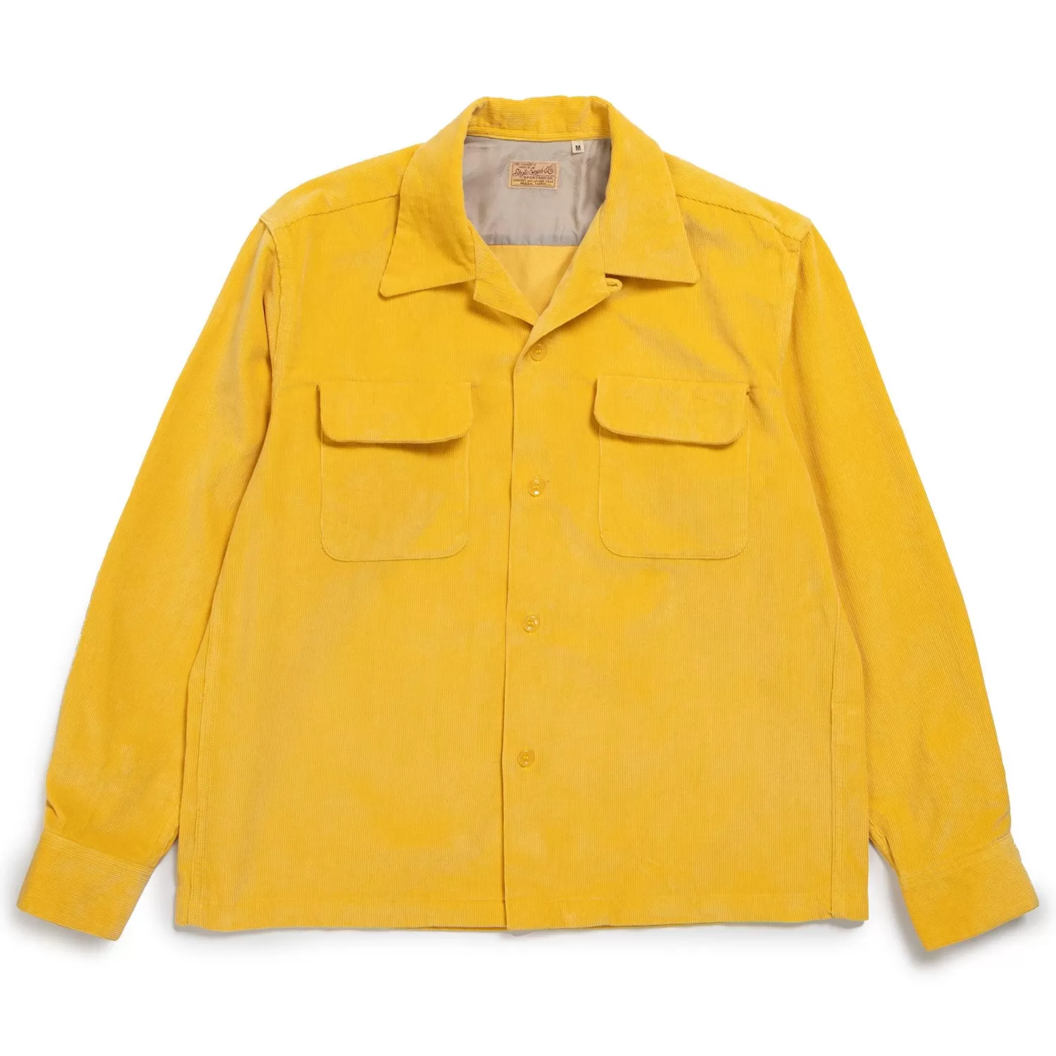 Style Eyes Shirts&lt;Solid Model Corduroy Sports Shirt Yellow